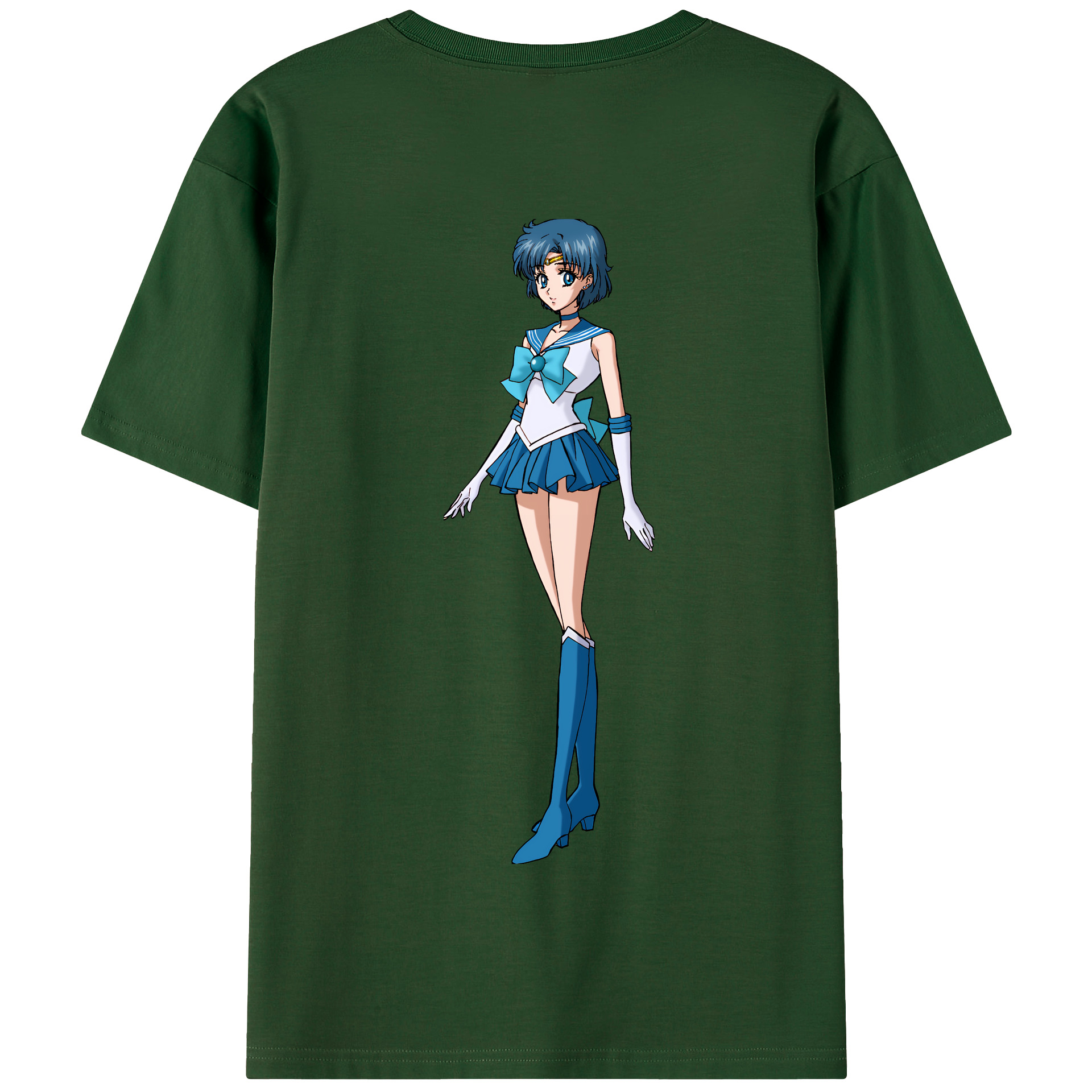（画像用） 美少女戦士セーラームーン 水野 亜美 みずの あみ Sailor Moon Mizuno Ami 綿100％半袖Tシャツ（背面プリント）
